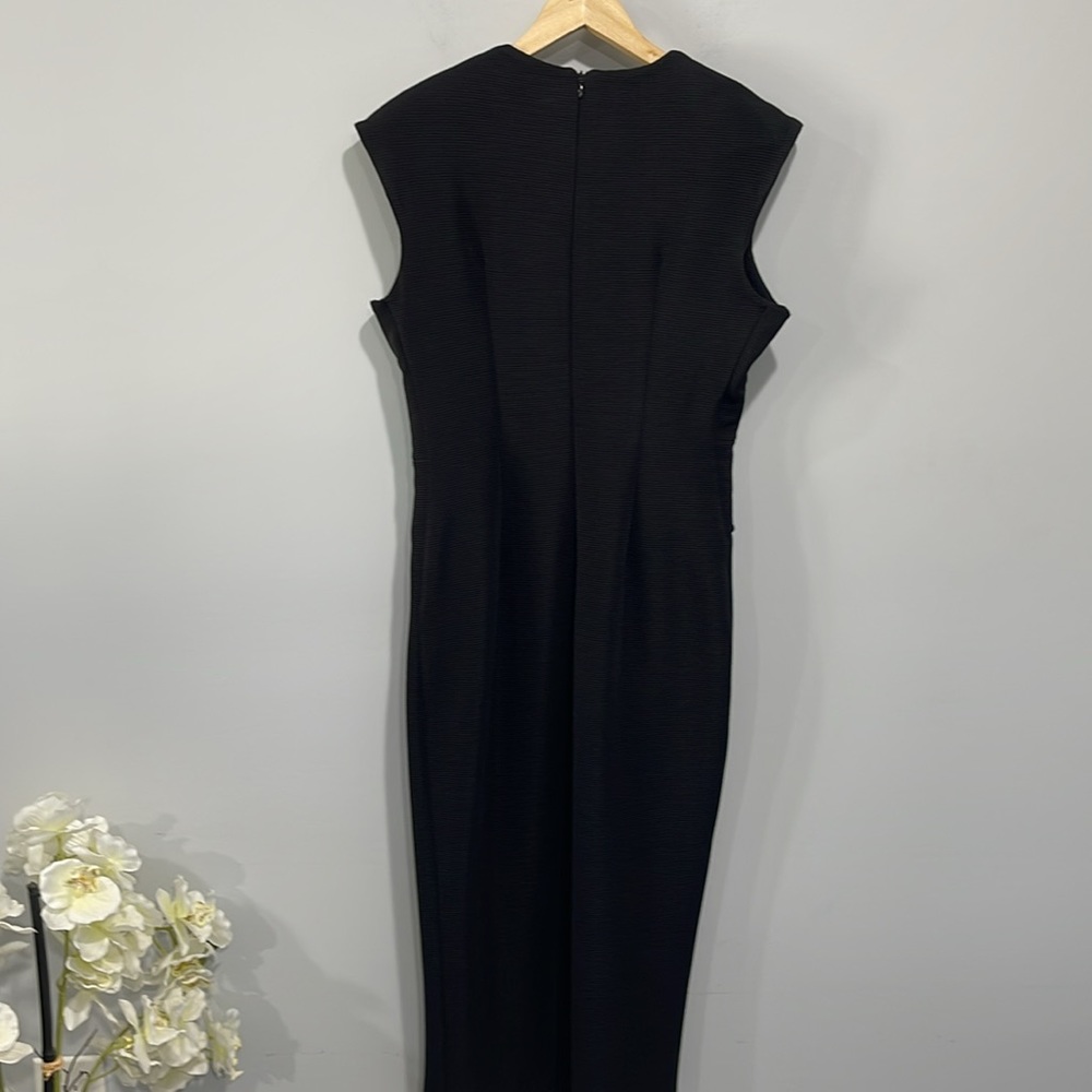Vintage Joseph Ribkoff women size 8 dress black cocktail sleeveless gold decor - Picture 4 of 16